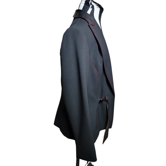 Stunning Alberto Makali Fitted Blazer - Black with Red Stitching & Leather - Picture 5 of 11